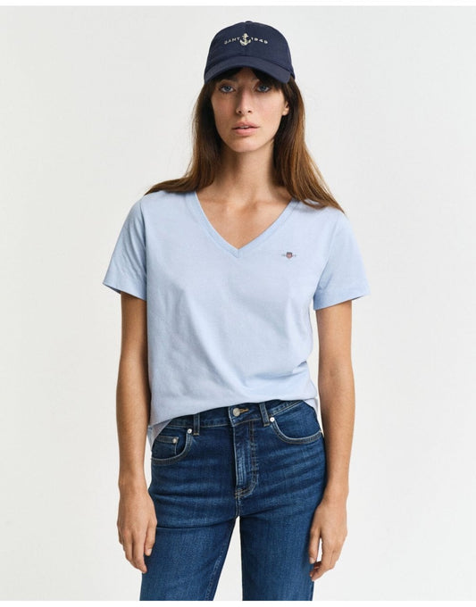 Young Ideas/Henmores - Regular Shield SS V - Neck T-Shirt - 457 Fresh Blue - S