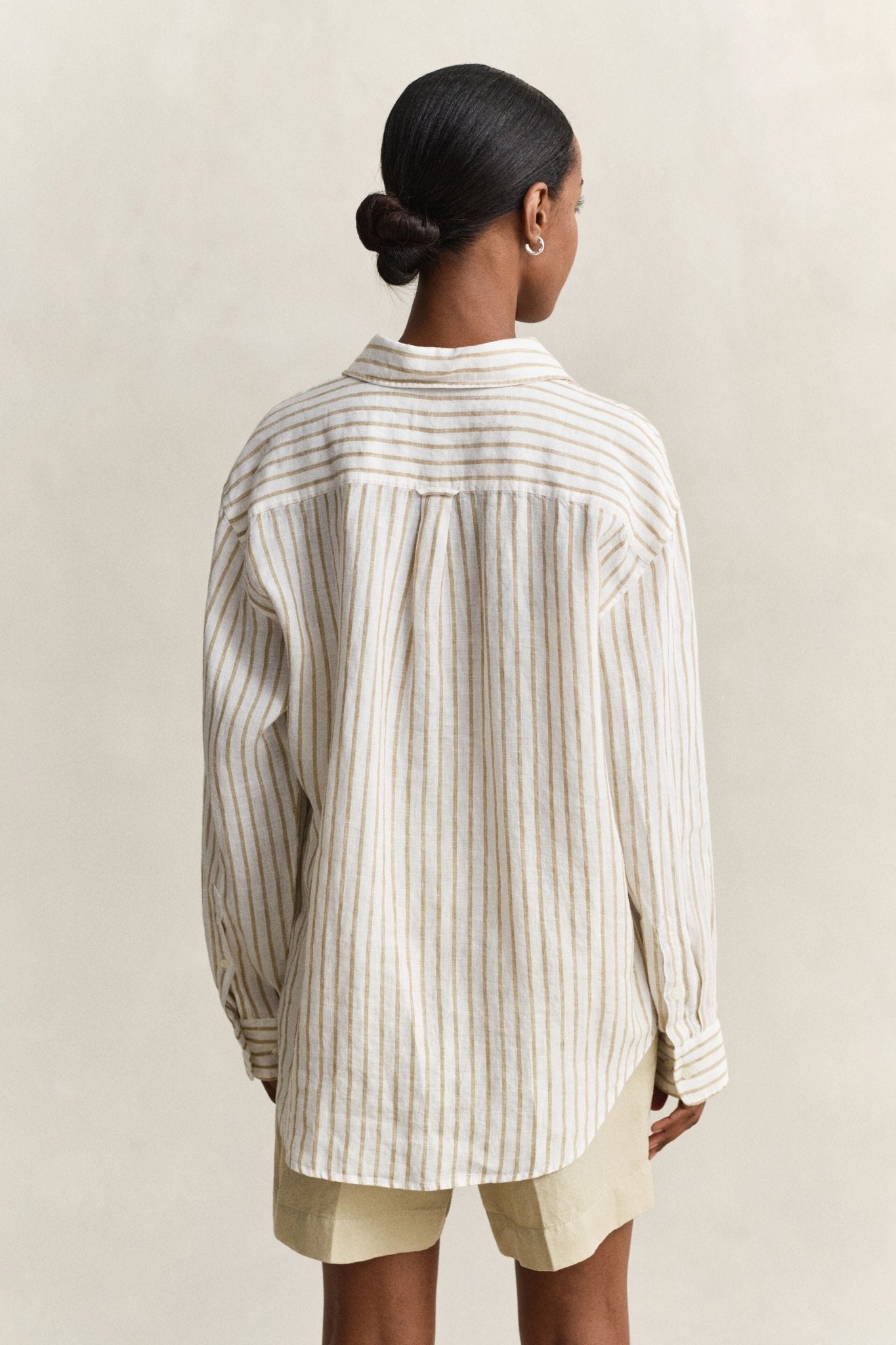 Young Ideas & Henmores - Rel Striped Linen LS Shirt - 200 Oat Beige - 8