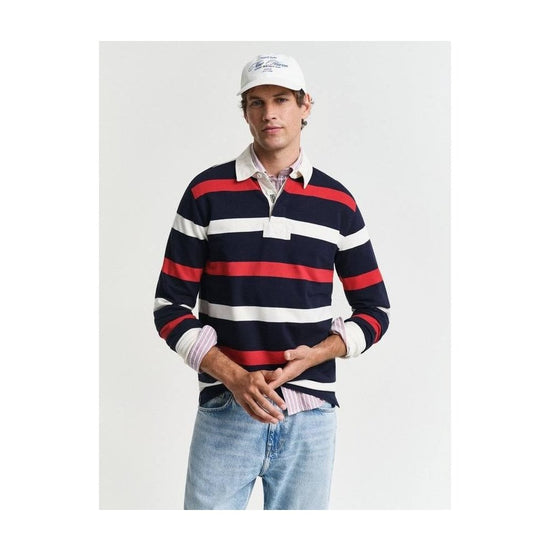 Young Ideas/Henmores - Retro Stripe Heavy Rugger - 433 Evening Blue - M