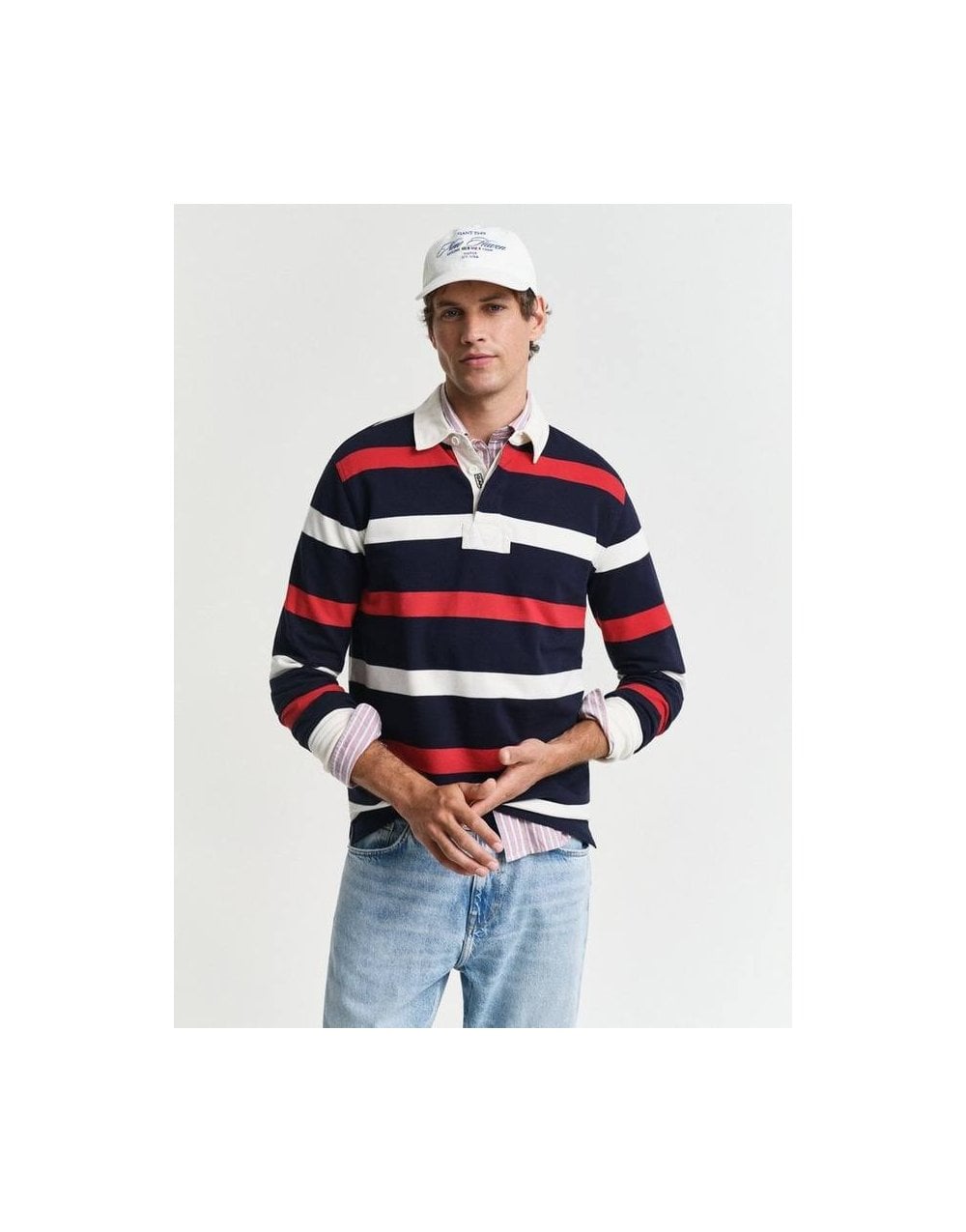Young Ideas/Henmores - Retro Stripe Heavy Rugger - 433 Evening Blue - M