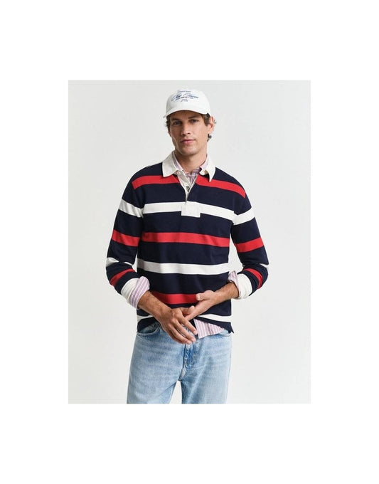 Young Ideas/Henmores - Retro Stripe Heavy Rugger - 433 Evening Blue - M
