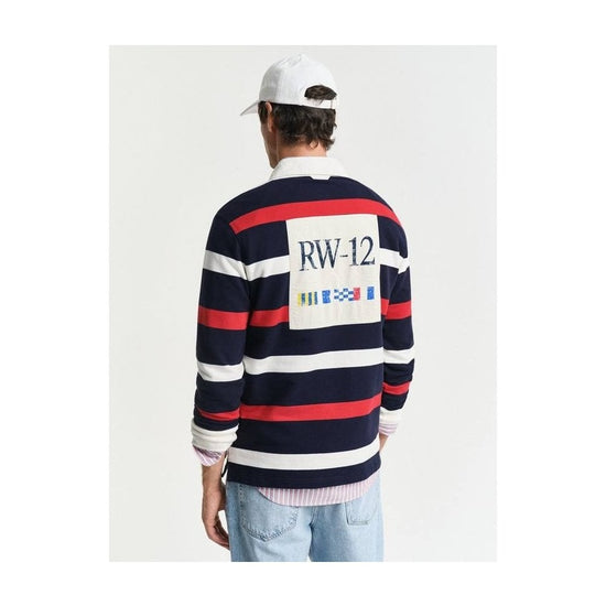 Young Ideas/Henmores - Retro Stripe Heavy Rugger - 433 Evening Blue - M