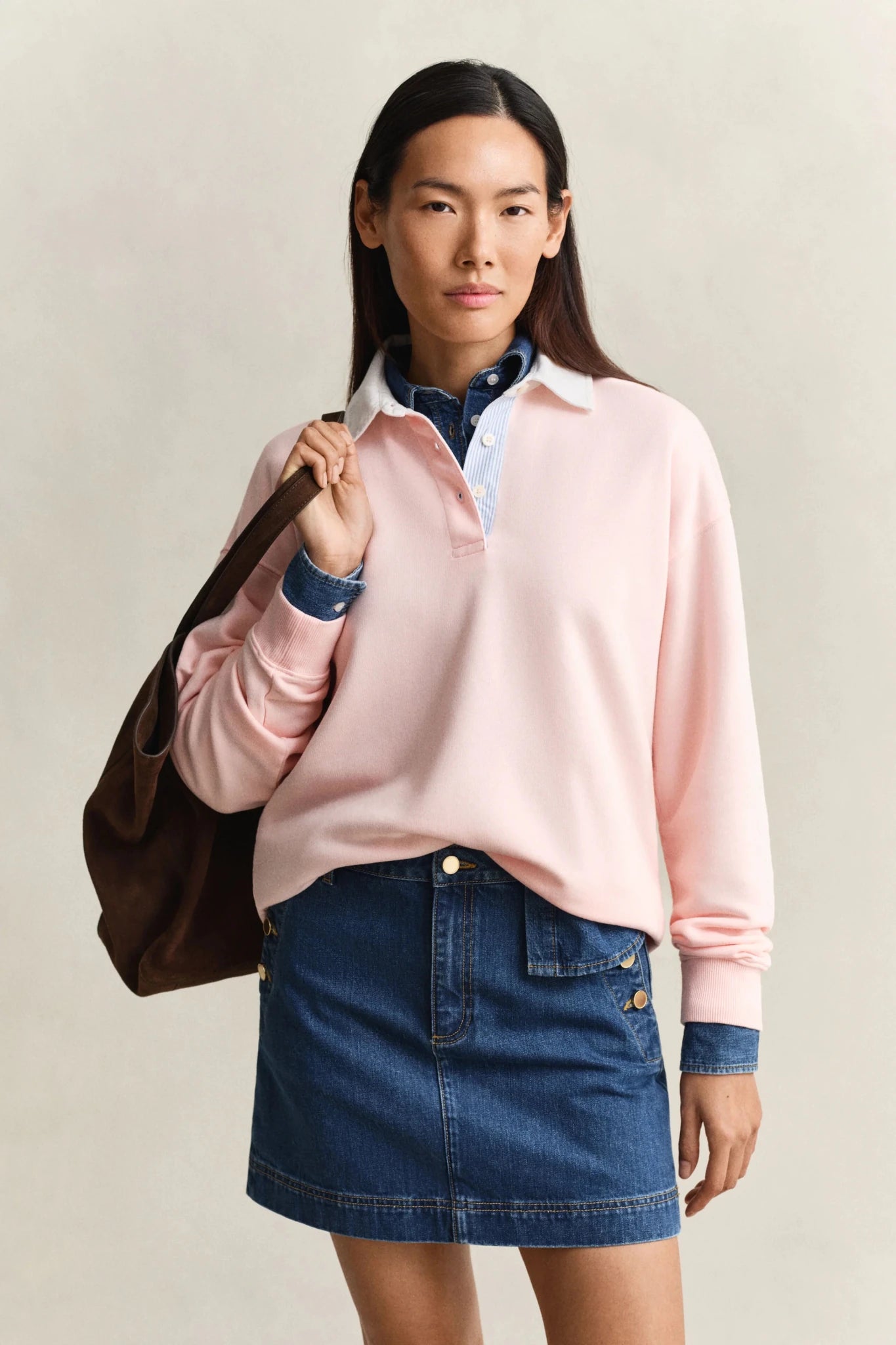 Young Ideas & Henmores - Rugger Sweatshirt - 647 Apricot Pink - XS
