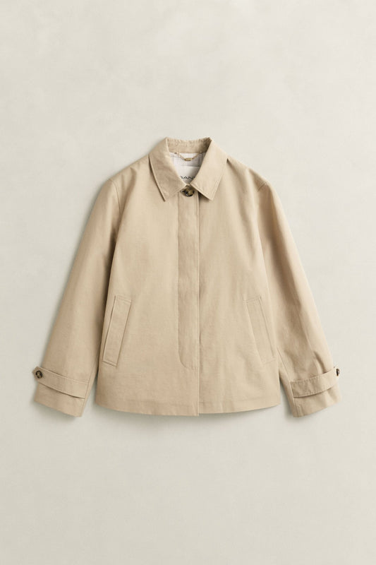 Young Ideas & Henmores - Short Cotton Blend Car Coat - 200 Oat Beige - XS