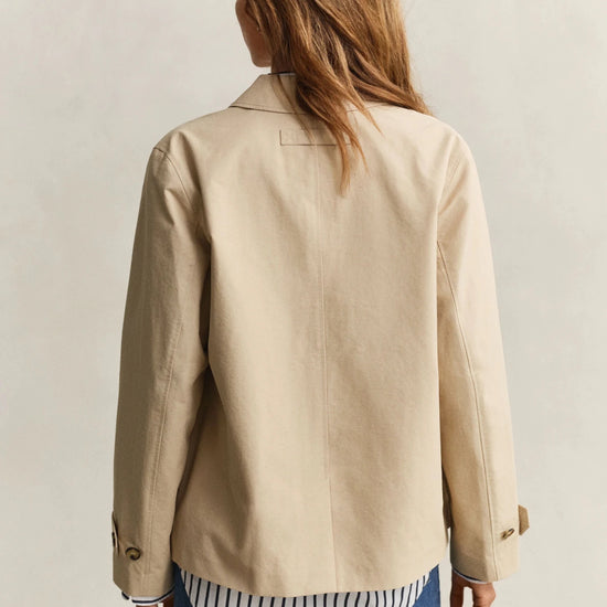 Young Ideas & Henmores - Short Cotton Blend Car Coat - 200 Oat Beige - XS