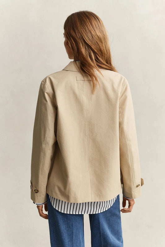 Young Ideas & Henmores - Short Cotton Blend Car Coat - 200 Oat Beige - XS