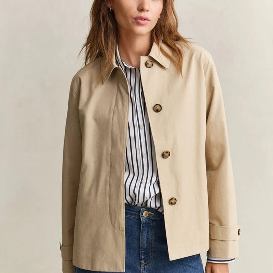 Young Ideas & Henmores - Short Cotton Blend Car Coat - 200 Oat Beige - XS