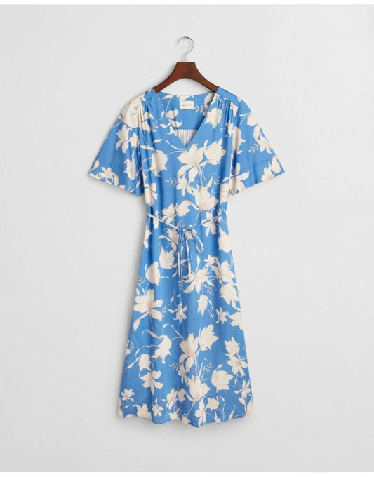 Young Ideas/Henmores - Short Sleeve Floral Print Dress - 419 Perfect Blue - 6