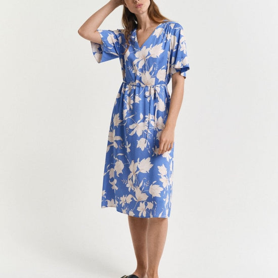 Young Ideas/Henmores - Short Sleeve Floral Print Dress - 419 Perfect Blue - 6