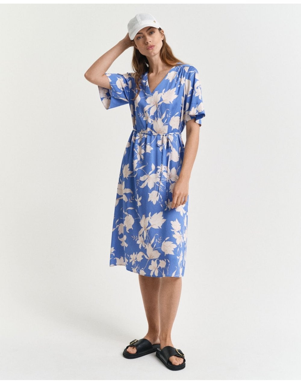 Young Ideas/Henmores - Short Sleeve Floral Print Dress - 419 Perfect Blue - 6