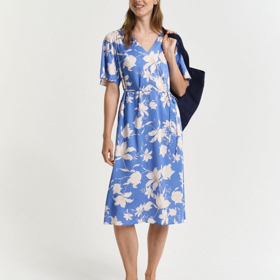 Young Ideas/Henmores - Short Sleeve Floral Print Dress - 419 Perfect Blue - 6