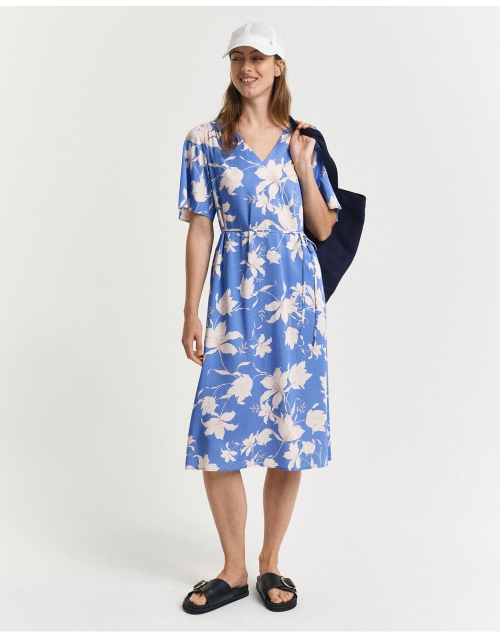 Young Ideas/Henmores - Short Sleeve Floral Print Dress - 419 Perfect Blue - 6