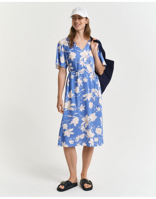 Young Ideas/Henmores - Short Sleeve Floral Print Dress - 419 Perfect Blue - 6