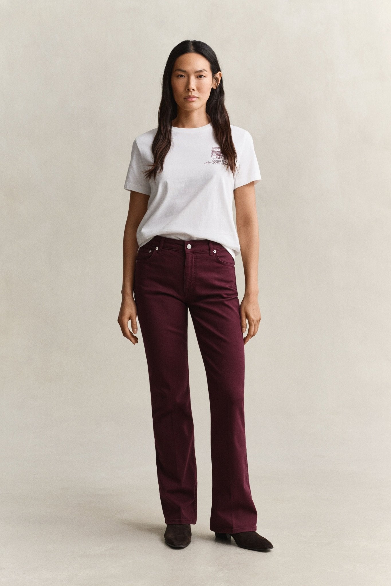 Young Ideas & Henmores -Slim Flare Color Jeans -667 Darkened Wine -27