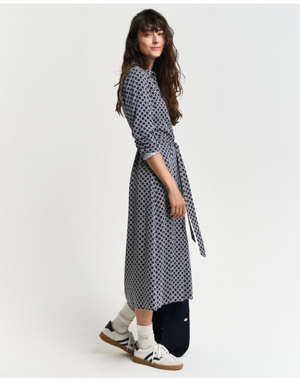 Young Ideas/Henmores - Slim Geometric Printed Shirt Dress - 433 Evening Blue - 8