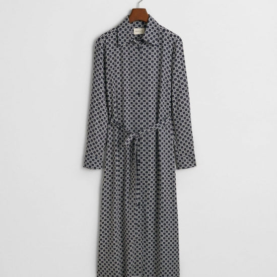 Young Ideas/Henmores - Slim Geometric Printed Shirt Dress - 433 Evening Blue - 8