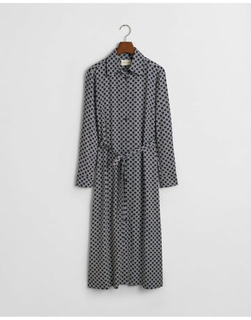 Young Ideas/Henmores - Slim Geometric Printed Shirt Dress - 433 Evening Blue - 8