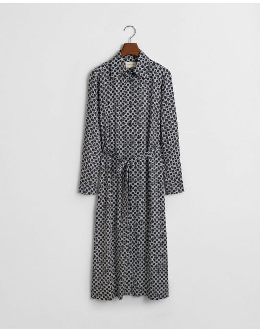 Young Ideas/Henmores - Slim Geometric Printed Shirt Dress - 433 Evening Blue - 8