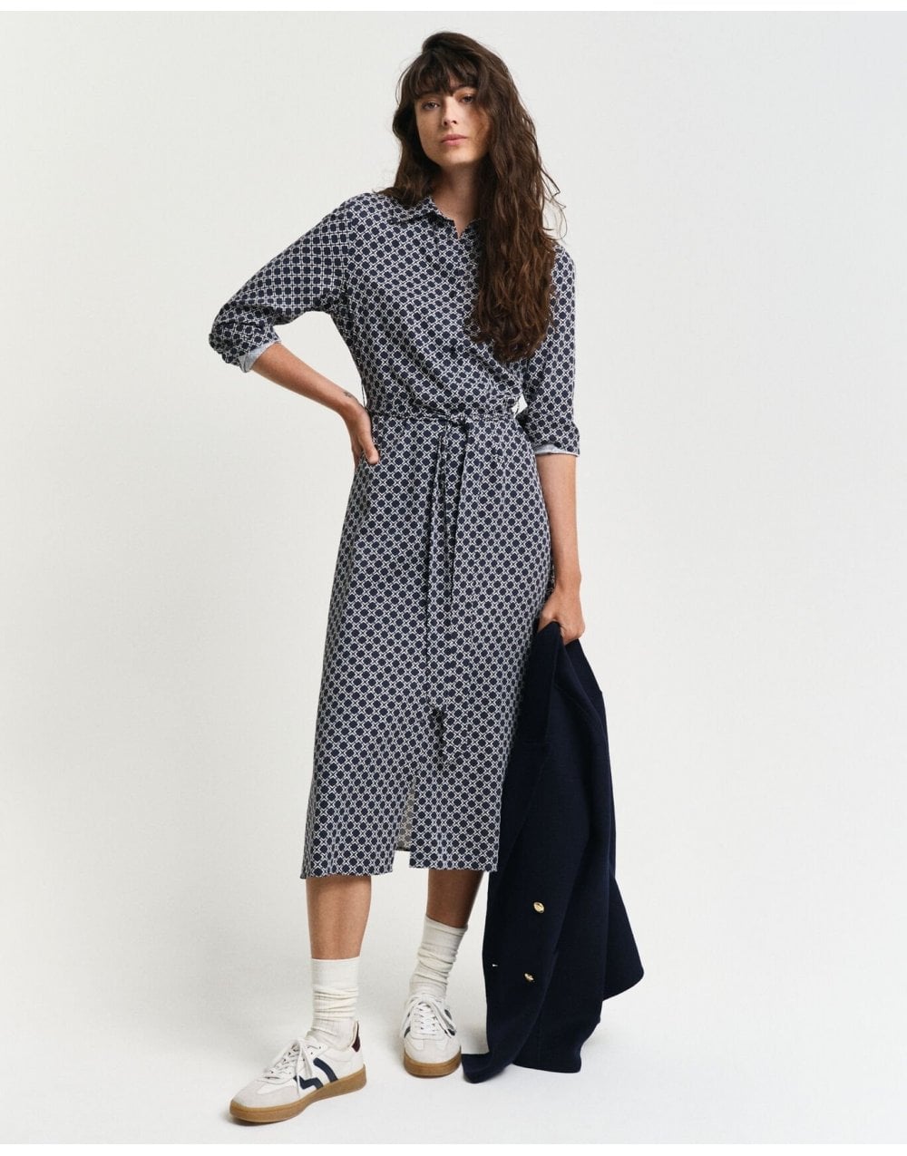 Young Ideas/Henmores - Slim Geometric Printed Shirt Dress - 433 Evening Blue - 8