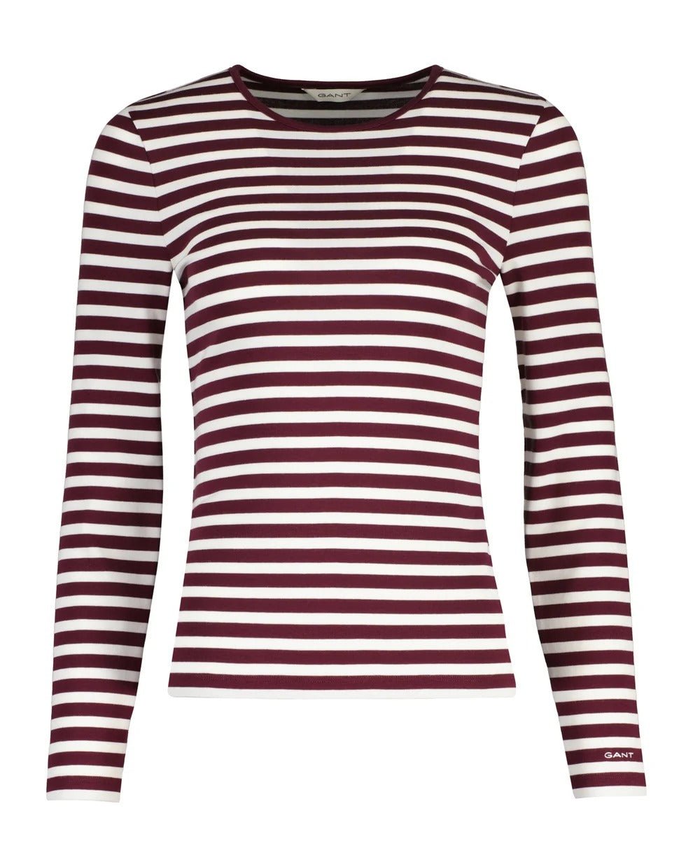 Young Ideas & Henmores -Slim Striped Long Sleeve T-Shirt -667 Darkened Wine -S