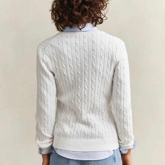 Young Ideas & Henmores - Stretch Cotton Cable Cardigan - 113 Eggshell - XS