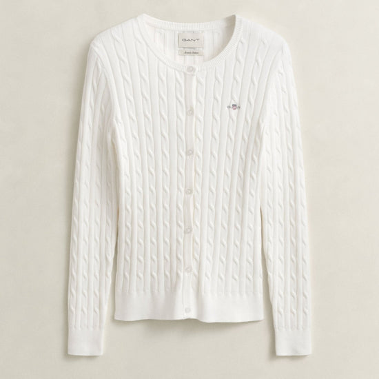 Young Ideas & Henmores - Stretch Cotton Cable Cardigan - 113 Eggshell - XS