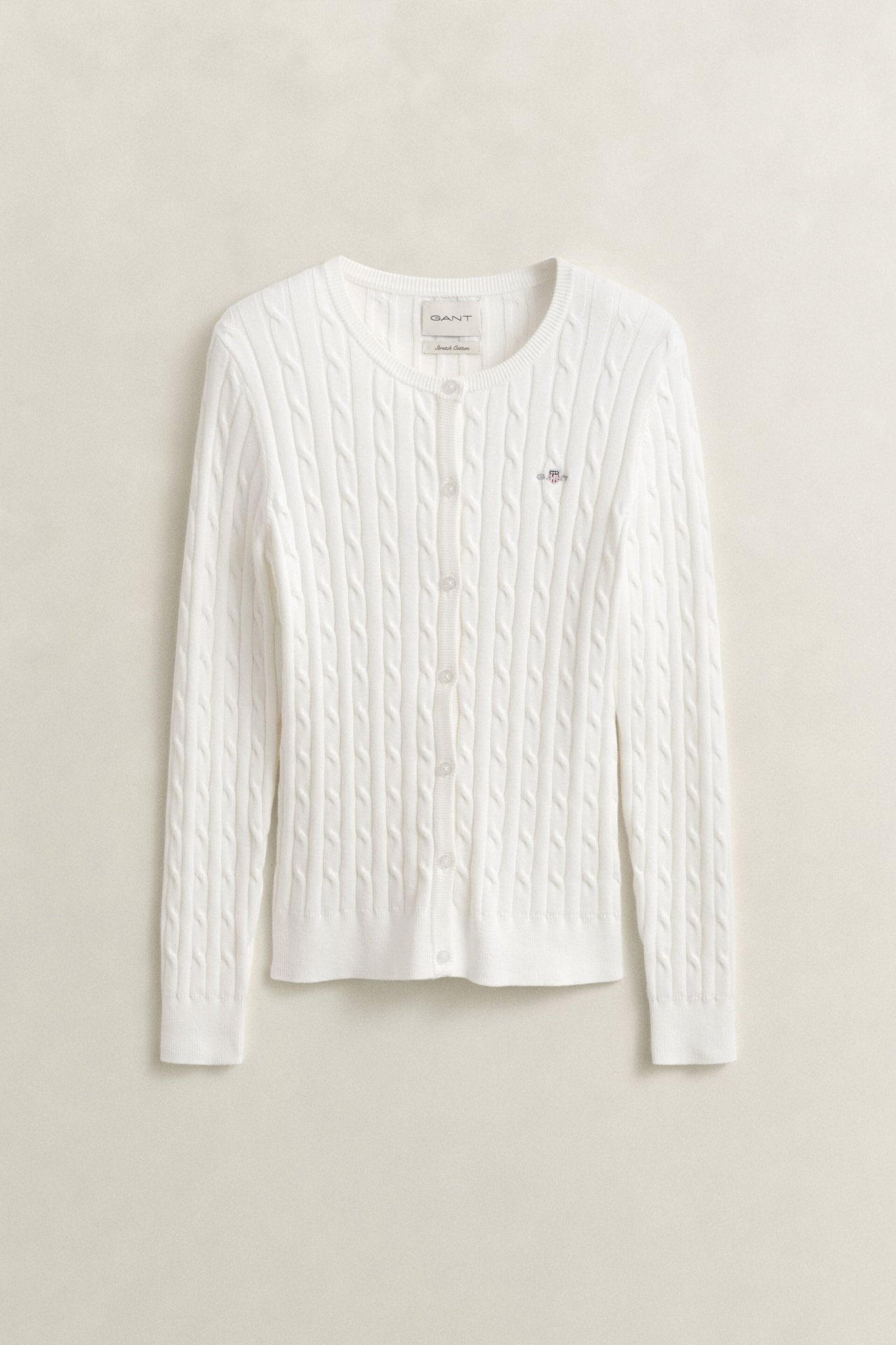 Young Ideas & Henmores - Stretch Cotton Cable Cardigan - 113 Eggshell - XS