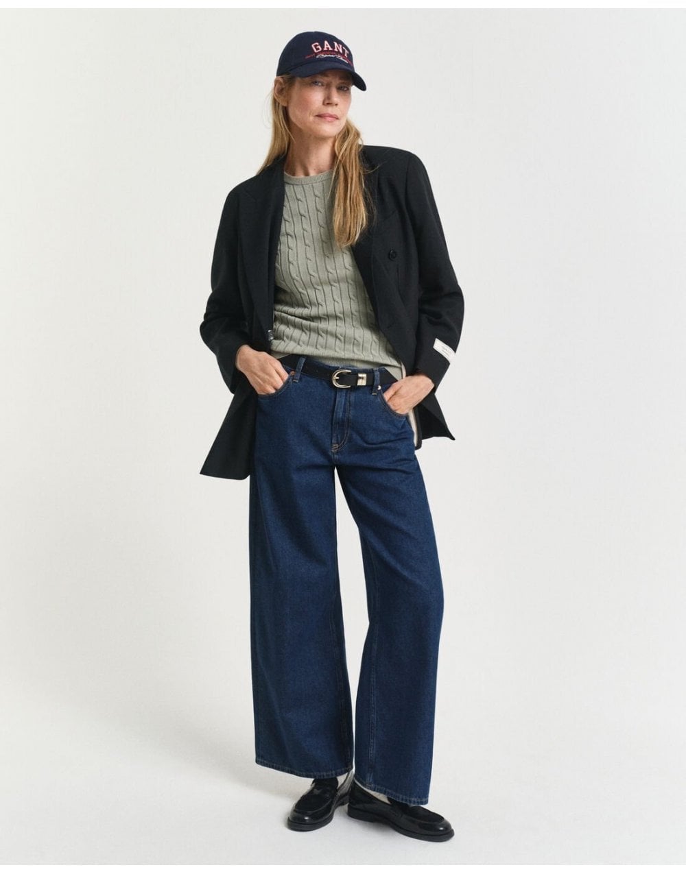 Young Ideas/Henmores - Stretch Cotton Cable Crew Neck - 356 Faded Sage - M