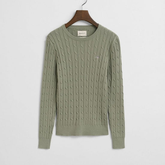 Young Ideas/Henmores - Stretch Cotton Cable Crew Neck - 356 Faded Sage - M