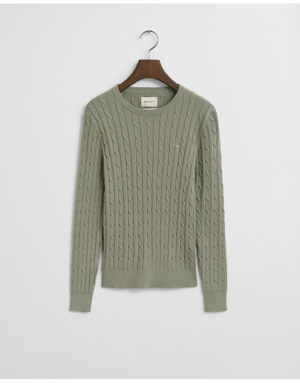 Young Ideas/Henmores - Stretch Cotton Cable Crew Neck - 356 Faded Sage - M