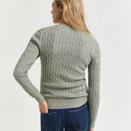 Young Ideas/Henmores - Stretch Cotton Cable Crew Neck - 356 Faded Sage - M