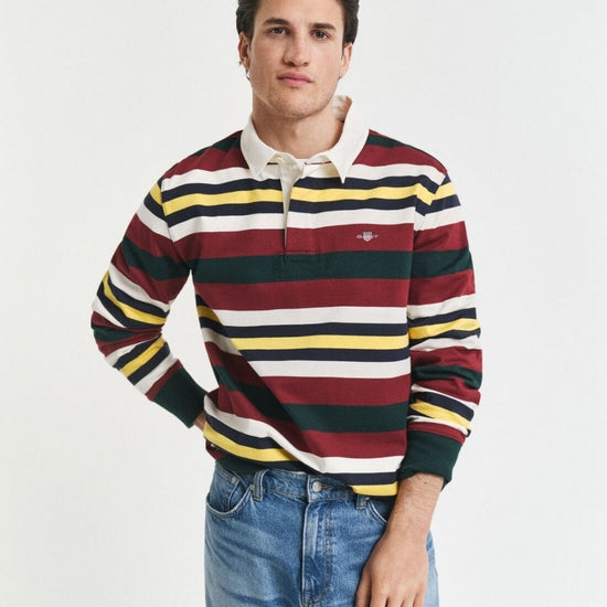 Young Ideas/Henmores - Striped Heavy Rugger - 374 Tartan Green - M