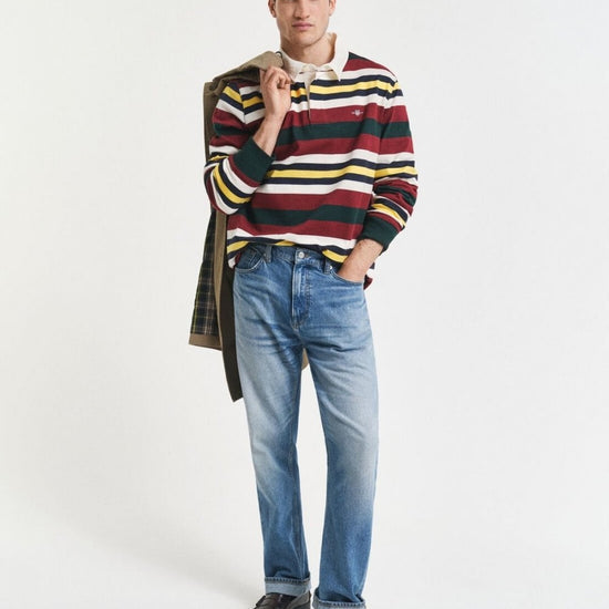 Young Ideas/Henmores - Striped Heavy Rugger - 374 Tartan Green - M