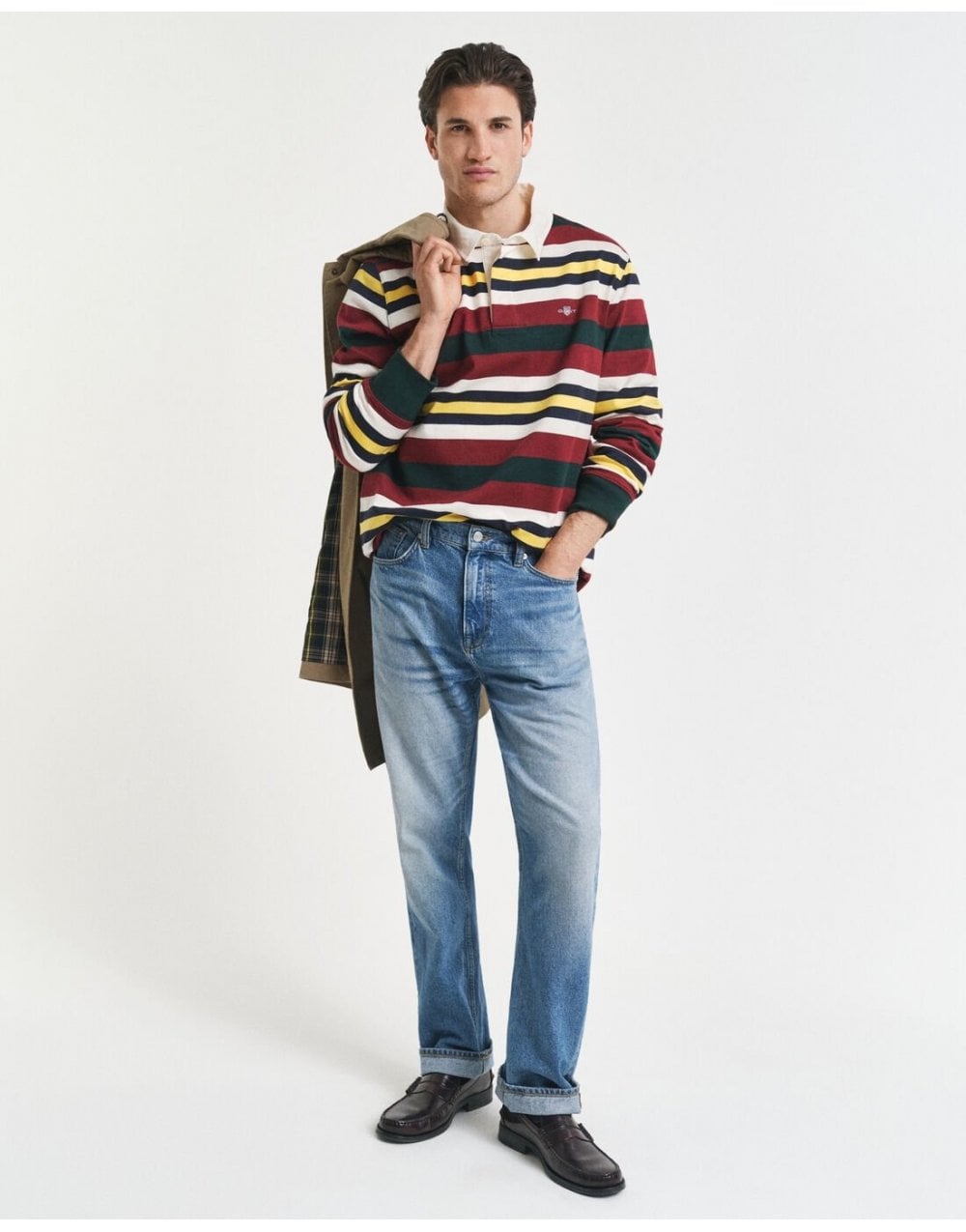 Young Ideas/Henmores - Striped Heavy Rugger - 374 Tartan Green - M