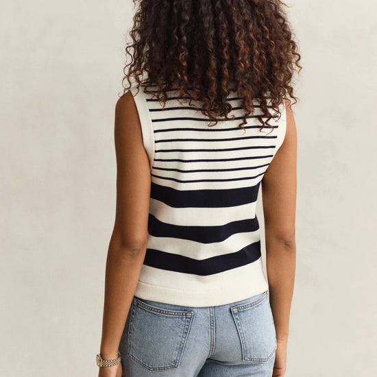Young Ideas & Henmores - Striped Knit Vest - 113 Eggshell - XS