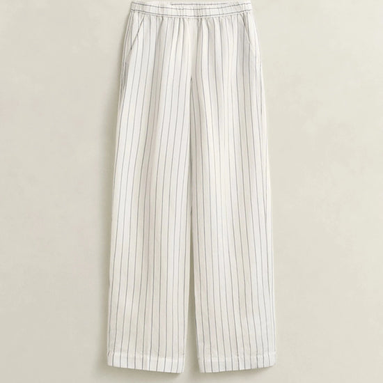 Young Ideas & Henmores - Striped Linen Blend Pull On Pants - 113 Eggshell - 36