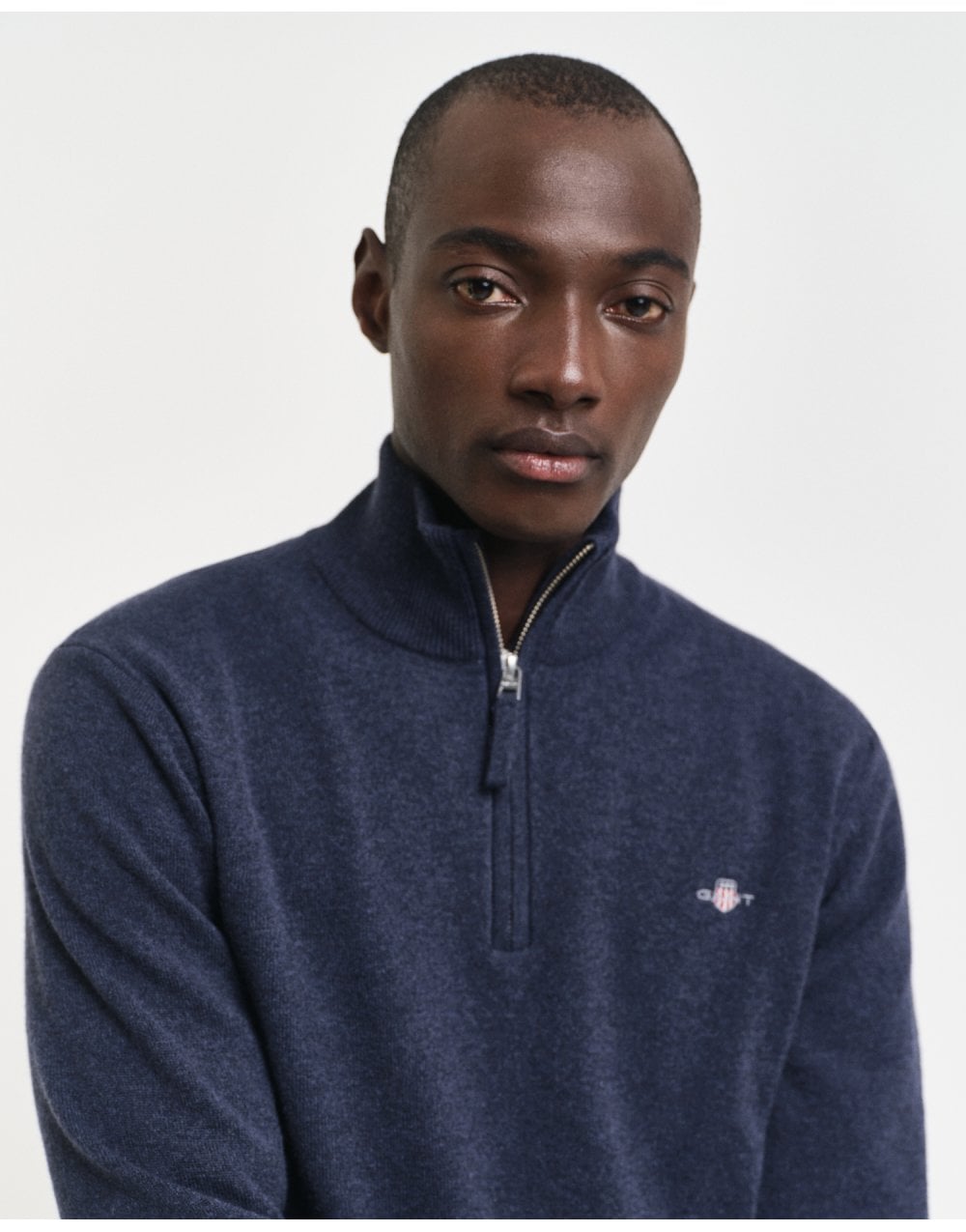 Young Ideas/Henmores - Superfine Lambswool 1/2 Zip - 480 Dark Navy Melange - M