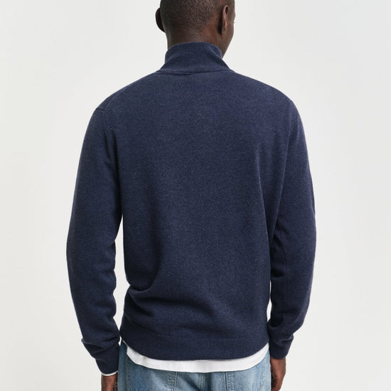 Young Ideas/Henmores - Superfine Lambswool 1/2 Zip - 480 Dark Navy Melange - M