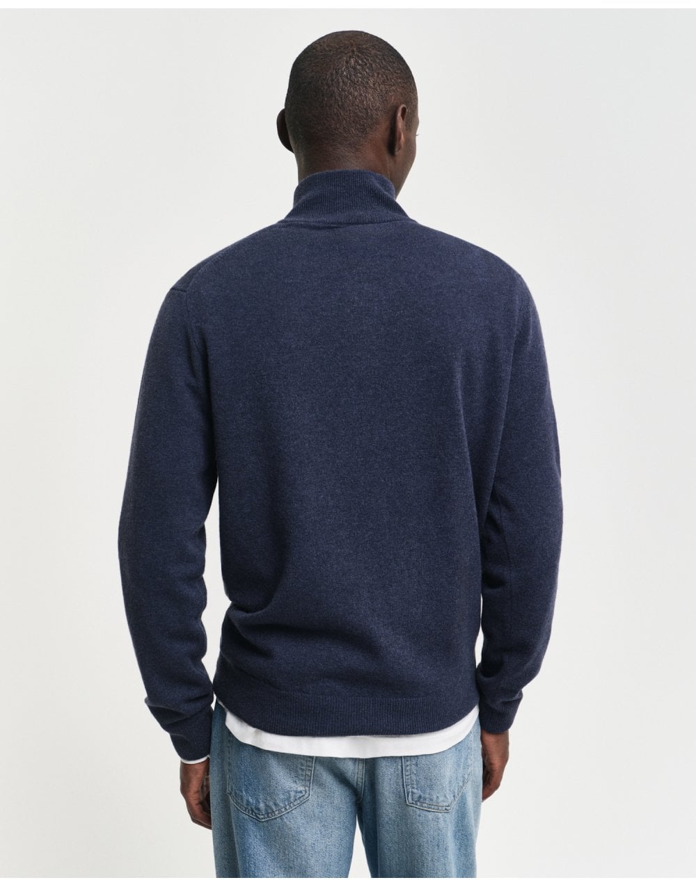 Young Ideas/Henmores - Superfine Lambswool 1/2 Zip - 480 Dark Navy Melange - M