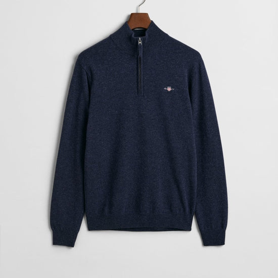 Young Ideas/Henmores - Superfine Lambswool 1/2 Zip - 480 Dark Navy Melange - M