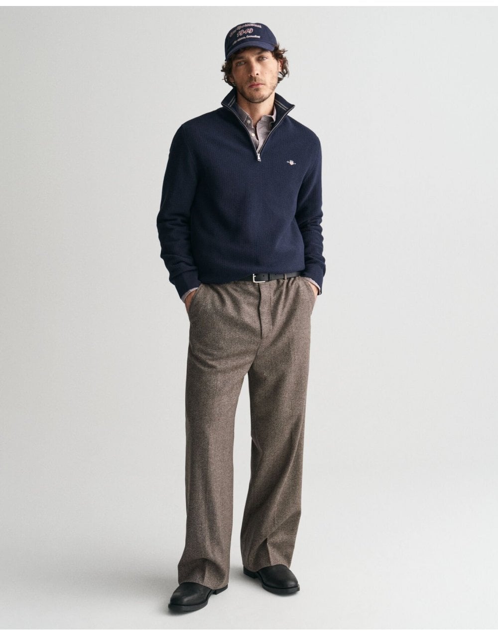 Young Ideas/Henmores - Textured Half Zip Jumper - 433 Evening Blue - M