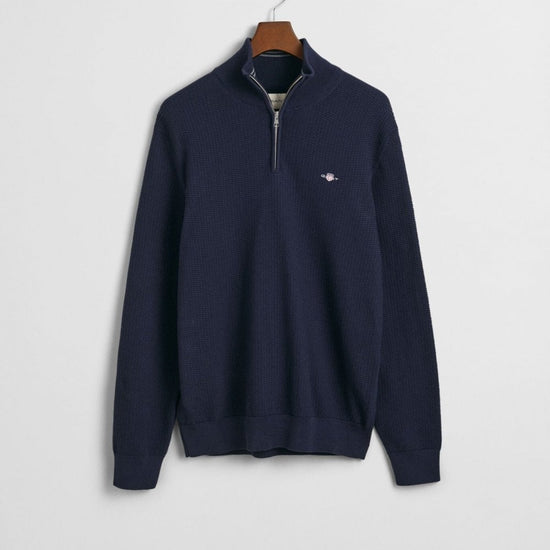 Young Ideas/Henmores - Textured Half Zip Jumper - 433 Evening Blue - M
