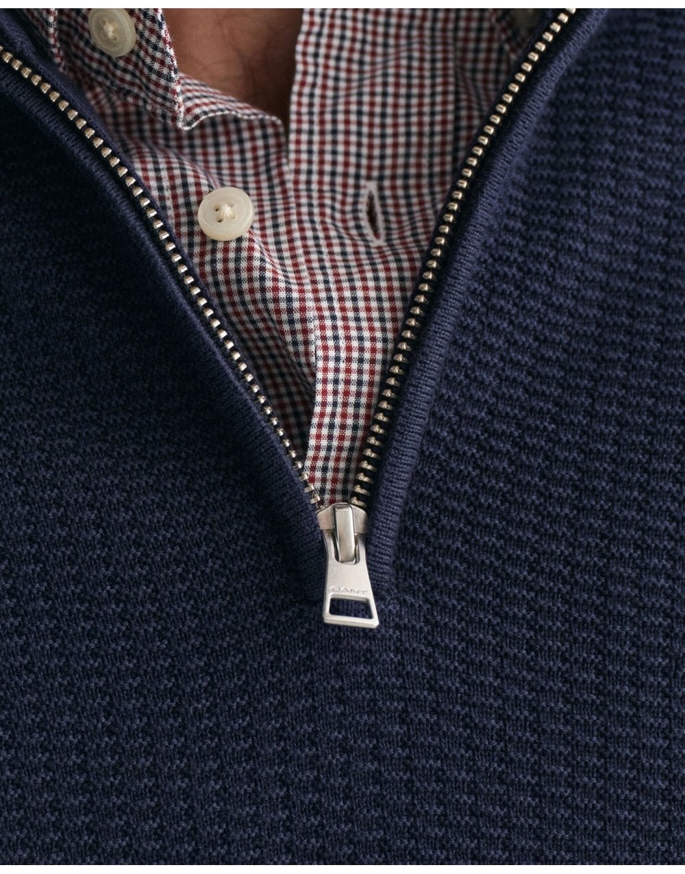 Young Ideas/Henmores - Textured Half Zip Jumper - 433 Evening Blue - M