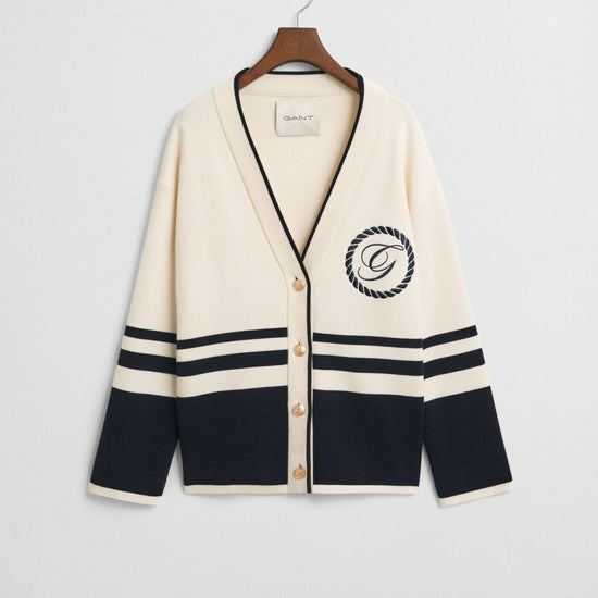 Young Ideas/Henmores - Varsity V - Neck Cardigan - 130 Cream - XS