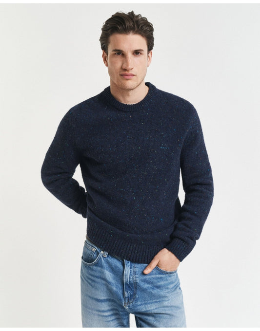 Young Ideas/Henmores - Wool Blend Neps Crew Neck Jumper - 433 Evening Blue - M