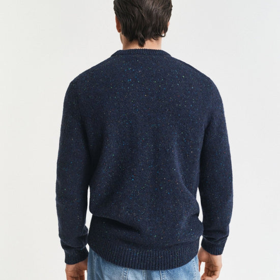 Young Ideas/Henmores - Wool Blend Neps Crew Neck Jumper - 433 Evening Blue - M