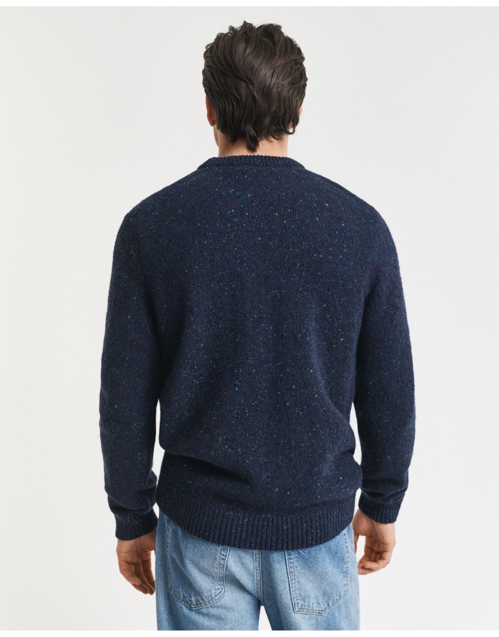 Young Ideas/Henmores - Wool Blend Neps Crew Neck Jumper - 433 Evening Blue - M