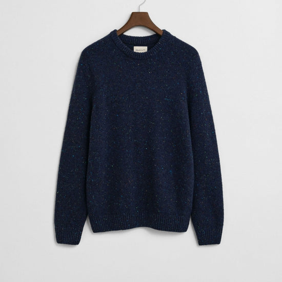 Young Ideas/Henmores - Wool Blend Neps Crew Neck Jumper - 433 Evening Blue - M