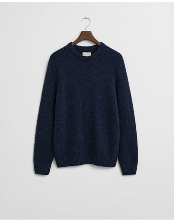 Young Ideas/Henmores - Wool Blend Neps Crew Neck Jumper - 433 Evening Blue - M