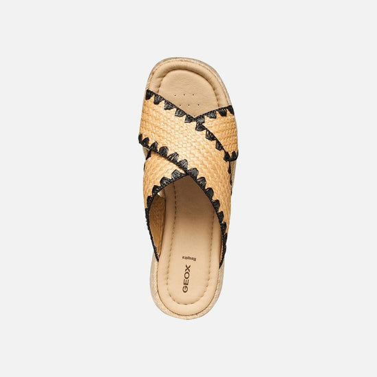 Young Ideas & Henmores - Alemeria Slide On Wedges - Natural/Black - 4